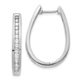 thumbnail image 1 of 14K White Gold Diamond Oval Hinged Hoop Earrings, 1 of 1