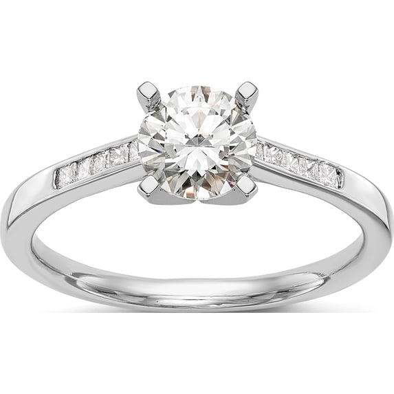 14K White Gold Diamond Peg Set Semi-Mount Engagement Ring (Size 7) Made In India rm2648e-035-waa