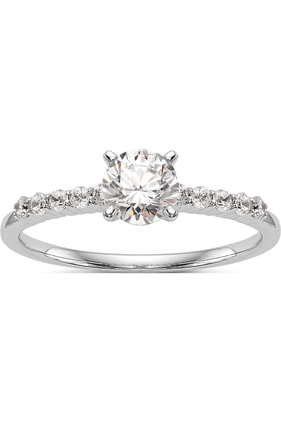 14K White Gold Diamond Peg Set Semi-Mount Engagement Ring (Size 7) Made In India rm2938e-024-waa