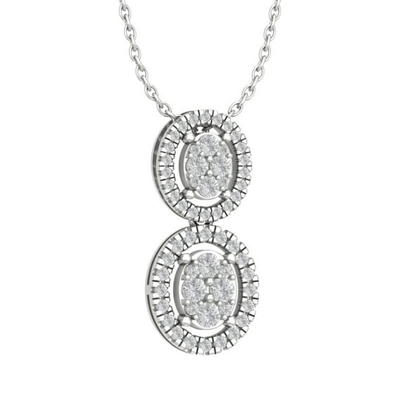 14K White Gold Diamond Pendant with Sterling Silver Chain Necklace (1/2 cttw, I-J Color, I2-I3 Clarity), 18"