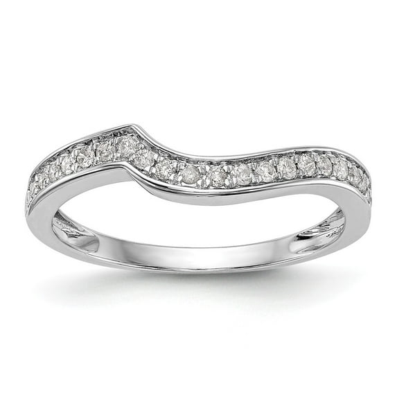 14K White Gold Diamond Round Ring Band Wedding , Size 5