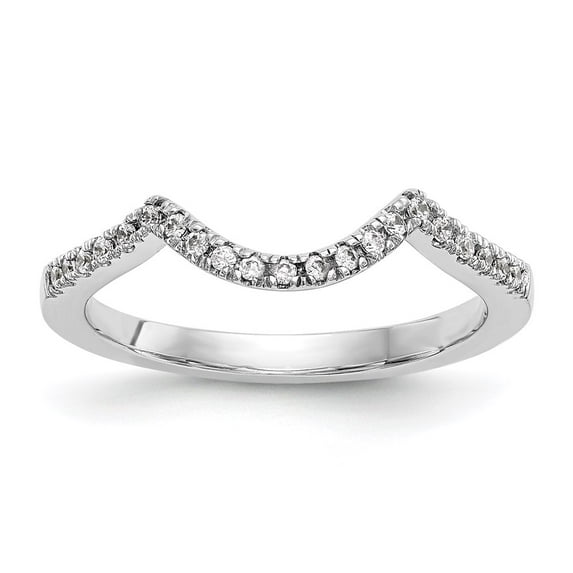 14K White Gold Diamond Round Ring Band Wedding , Size 7