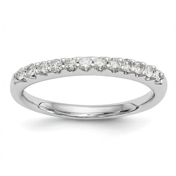 14K White Gold Diamond Round Ring Band Wedding , Size 9