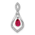 thumbnail image 1 of 14K White Gold Diamond & Ruby Teardrop Dangle Pendant, 1 of 1