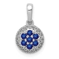 thumbnail image 1 of Finest Gold 14K White Gold Diamond & Sapphire Cluster Halo Pendant, 1 of 4