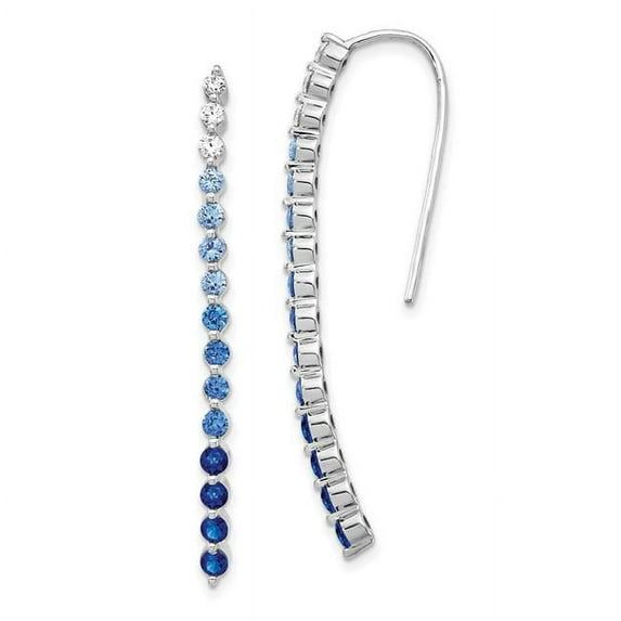 14K White Gold Diamond & Sapphire Earrings