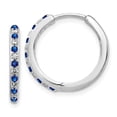 thumbnail image 1 of 14K White Gold Diamond & Sapphire Hinged Hoop Earrings, 1 of 1