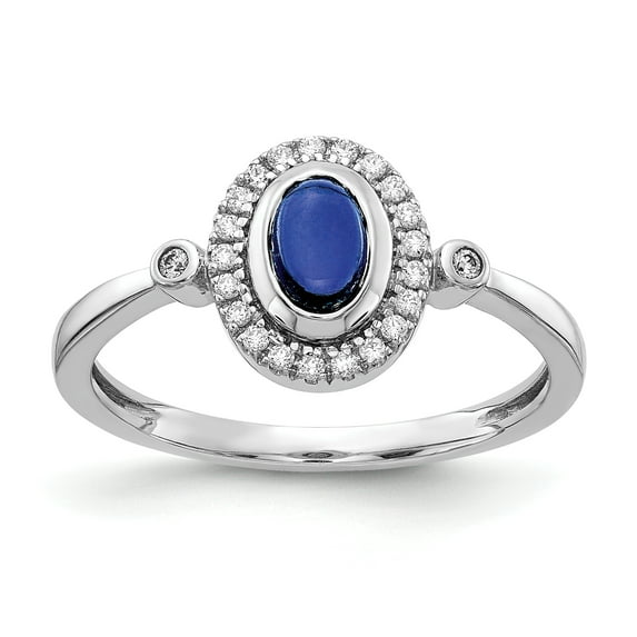 14K White Gold Diamond & Sapphire Ring (0.116Cttw) Ring Size 7