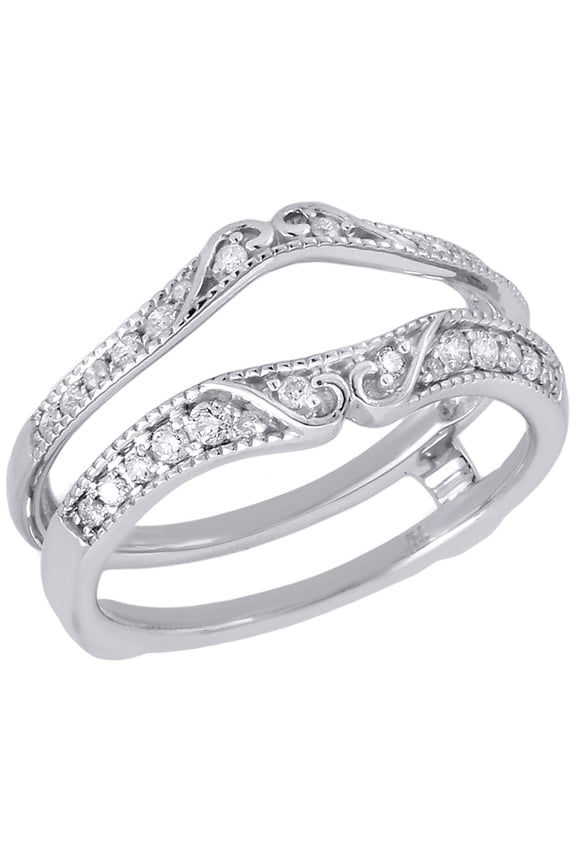 14K White Gold Diamond Solitaire Engagement Ring Antique Enhancer 0.25 Ct.