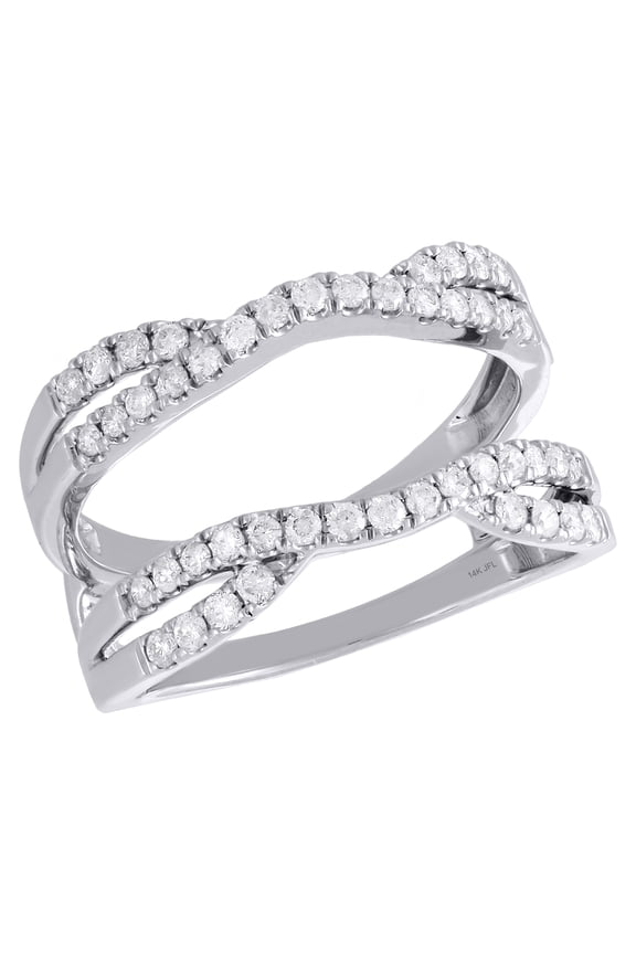 14K White Gold Diamond Solitaire Engagement Wrap Contour Enhancer Ring 0.50 Ct.