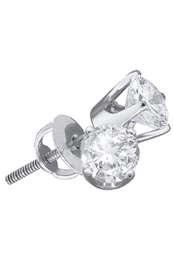 14K White Gold Diamond Sparkling Solitaire I1 IJ Screwback Stud Earrings 1/2 Ctw.
