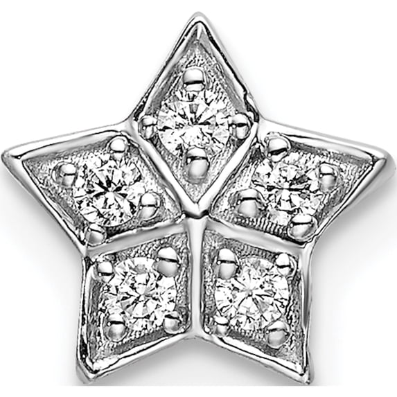 14K White Gold Diamond Star Chain Slide Pendant (Width 8) (Length 8) - Jbsp