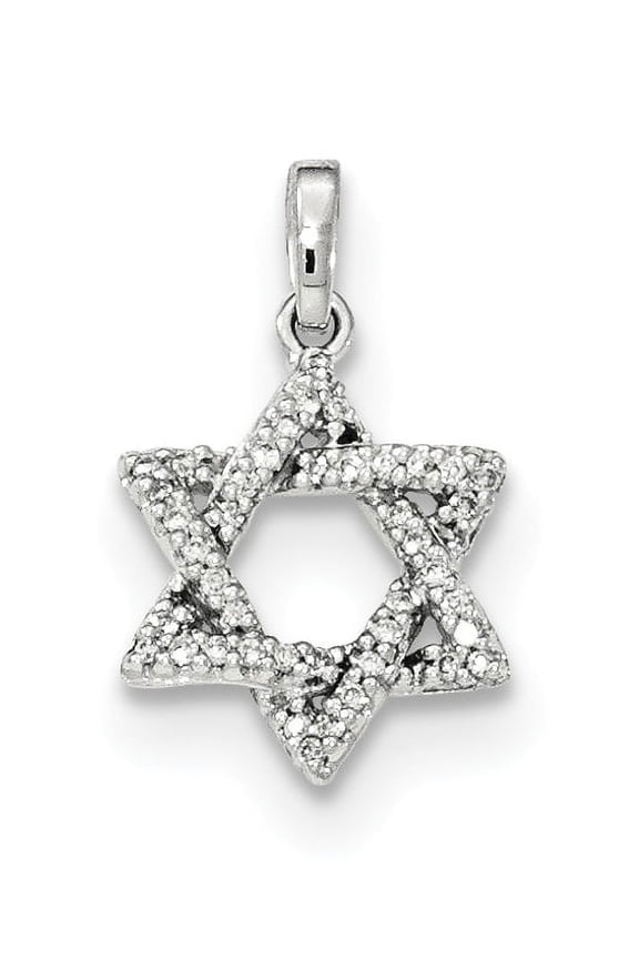 14K White Gold Diamond Star Of David Pendant Made In India -Jewelry By Sweet Pea