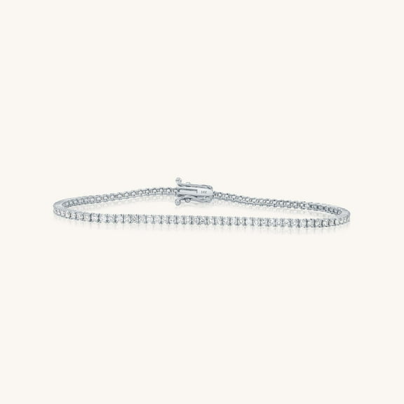 14K White Gold Diamond Tennis Bracelet with 1.7mm Diamonds | Dainty Everyday Jewelry for Women | 7 Inch | VS1 Clarity | 1.7 CT TW