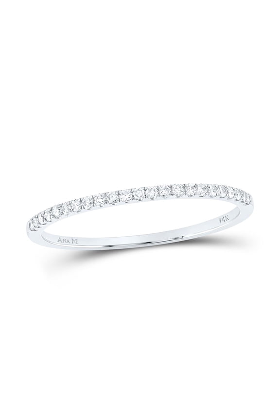 14K White Gold Diamond Timeless Stackable Wedding Band Anniversary Ring 1/8 CT