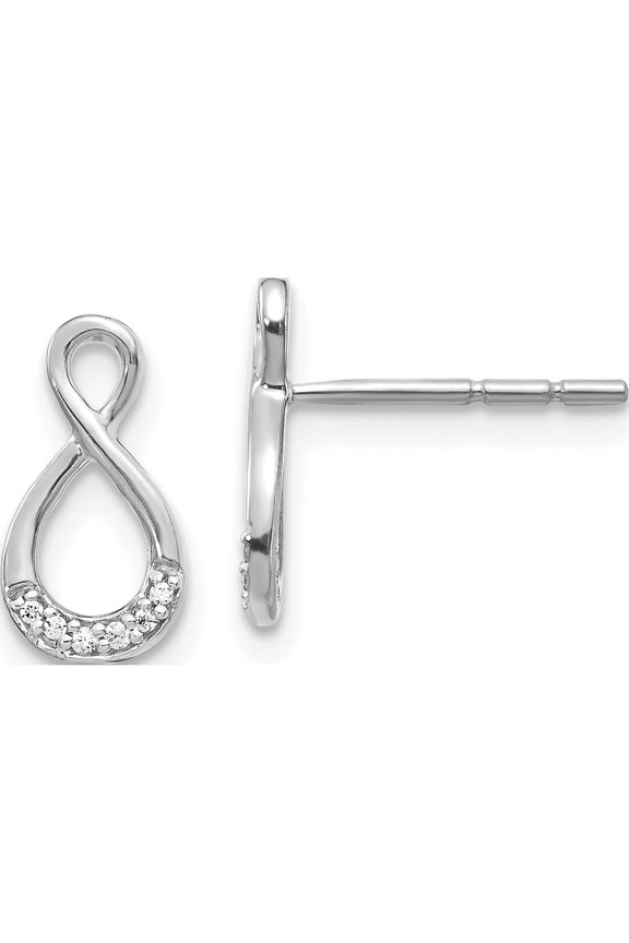 14K White Gold Diamond Twisted Post Earrings (12 X 6) Made In India em5515-005-wa