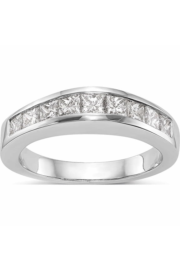 14K White Gold Diamond Wedding Band (Size 7) Made In India -Jewelry By Sweet Pea