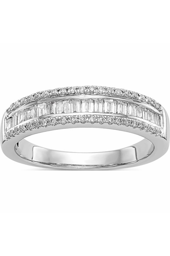 14K White Gold Diamond Wedding Band (Size 7) Made In India -Jewelry By Sweet Pea