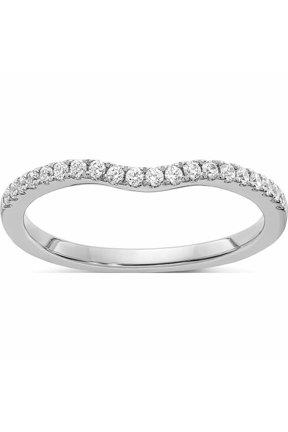 14K White Gold Diamond Wedding Band (Size 7) Made In India -Jewelry By Sweet Pea