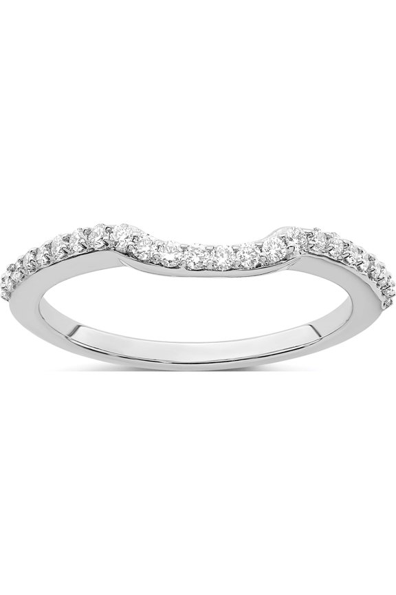 14K White Gold Diamond Wedding Band (Size 7) Made In India rm2318b-024-waa
