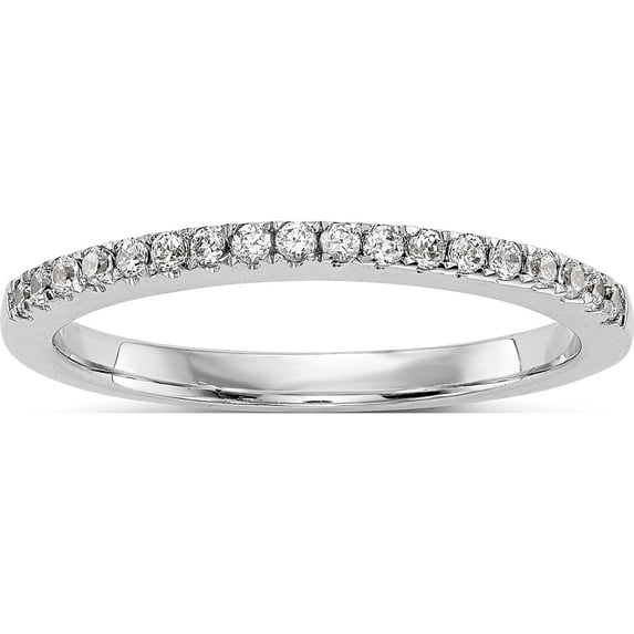 14K White Gold Diamond Wedding Band (Size 7) Made In India rm2796b-018-waa