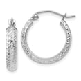 thumbnail image 1 of 14K White Gold Diamond-cut 3.5x17mm Hollow Hoop Earrings, 1 of 1