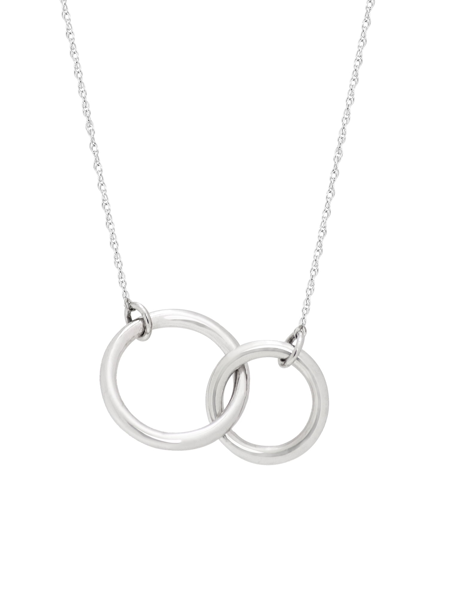 14K White Gold Double Circle Necklace