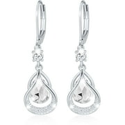 APSVO 18K White Gold Plated Drop Earrings for Women Girls Hypoallergenic S925 Sterling Silver April Birthstone Earrings with CZ Birthday Christmas Jewelry Gifts Teen Mom Adults Stocking Stuffers Kids