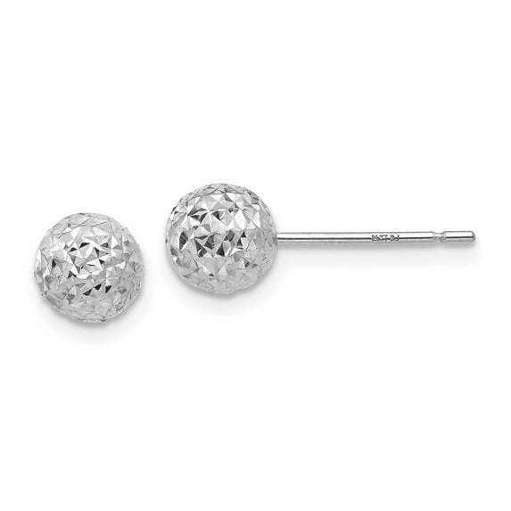 14K White Gold Earring Ball Women'S 6 mm 6Mm Post Earrings