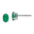 thumbnail image 1 of 14K White Gold Earring Birthstone (05) May Women'S Emerald Oval Green 6 mm 4, 1 of 3