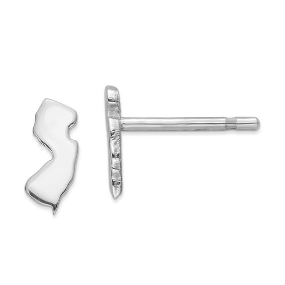 14K White Gold Earring Button New Jersey Women'S Nj Small State