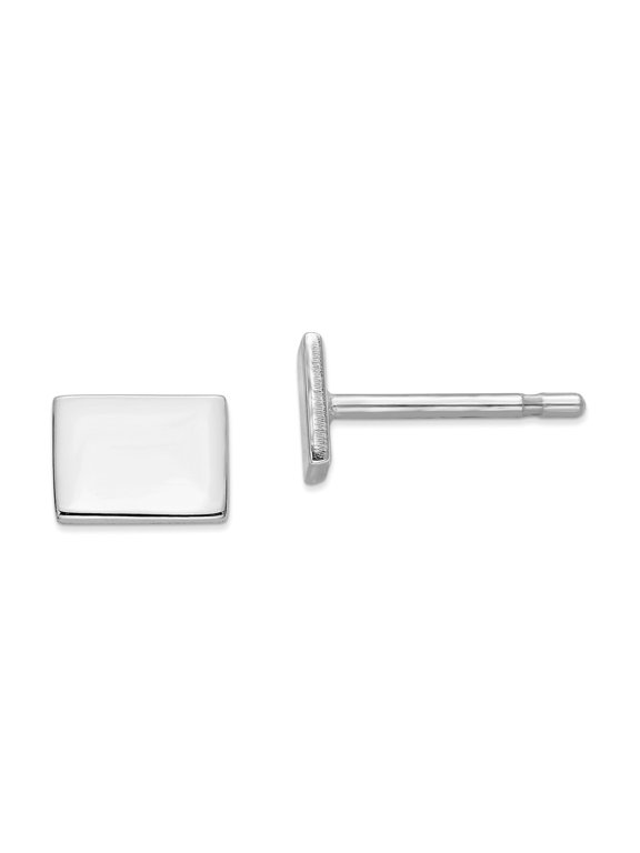 14K White Gold Earring Button Wyoming Women'S Wy Small State