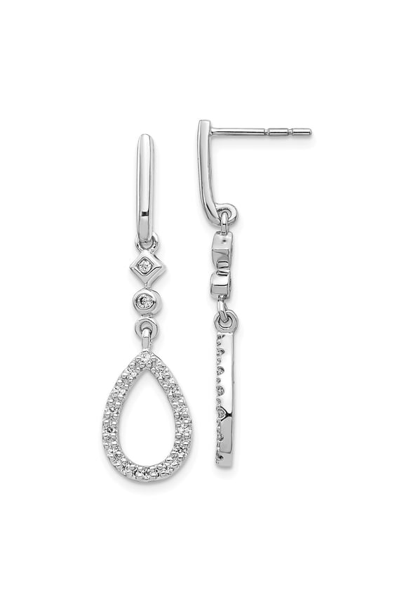 14K White Gold Earring Drop & Dangle Women'S Diamond Round 35 mm 8