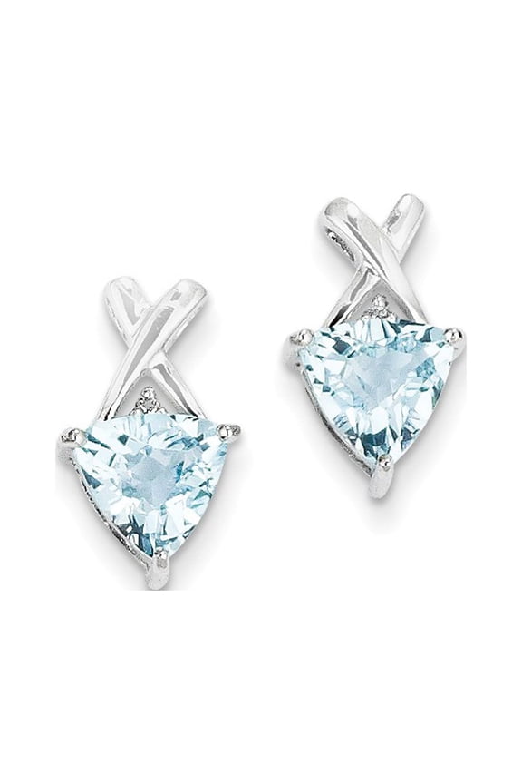 14K White Gold Earring Drop & Dangle Women'S Swiss Blue Topaz Trillion Round 13 mm 9