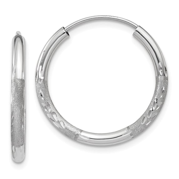14K White Gold Earring Endless Women'S Diamond-Cut 18 mm