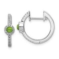 thumbnail image 1 of 14K White Gold Earring Hinged Huggie Women'S Peridot Round Green Diamond 16 mm 17, 1 of 2