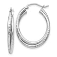 thumbnail image 1 of 14K White Gold Earring Hoop Women'S 17 mm 5 Diamond-Cut Polished Oval, 1 of 3