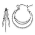thumbnail image 1 of 14K White Gold Earring Hoop Women'S 19 mm 18 Polished And Textured Circle Earrings, 1 of 4