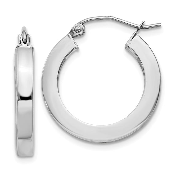 14K White Gold Earring Hoop Women'S 20 mm Square Tube Earrings