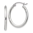 thumbnail image 1 of 14K White Gold Earring Hoop Women'S 24 mm 2 Polished 2Mm Oval Tube Earrings, 1 of 4