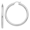 thumbnail image 1 of 14K White Gold Earring Hoop Women'S 50 mm Polished 4Mm Lightweight Tube Earrings, 1 of 3
