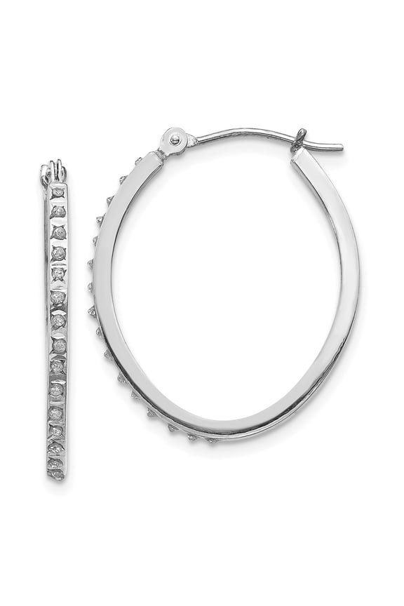 14K White Gold Earring Hoop Women'S Diamond 29 mm 2