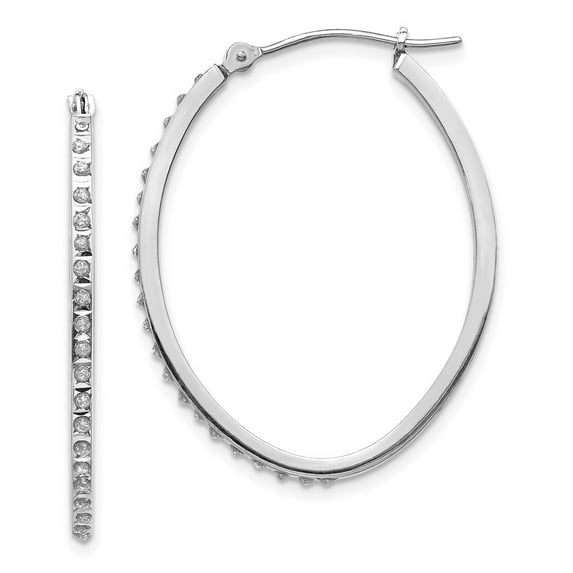 14K White Gold Earring Hoop Women'S Diamond 31 mm 2