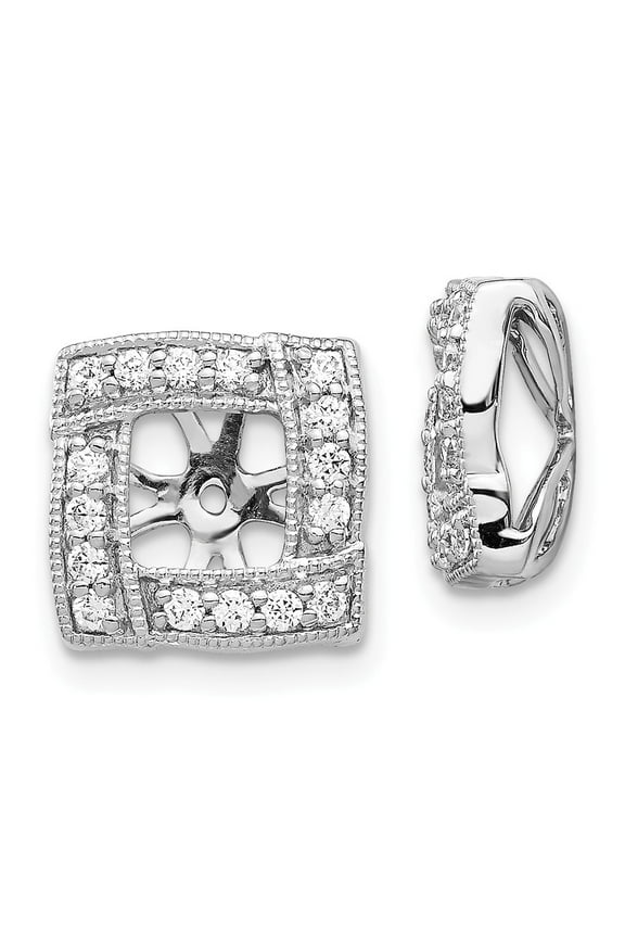 14K White Gold Earring Jackets & Enhancers Diamond Round 11 mm