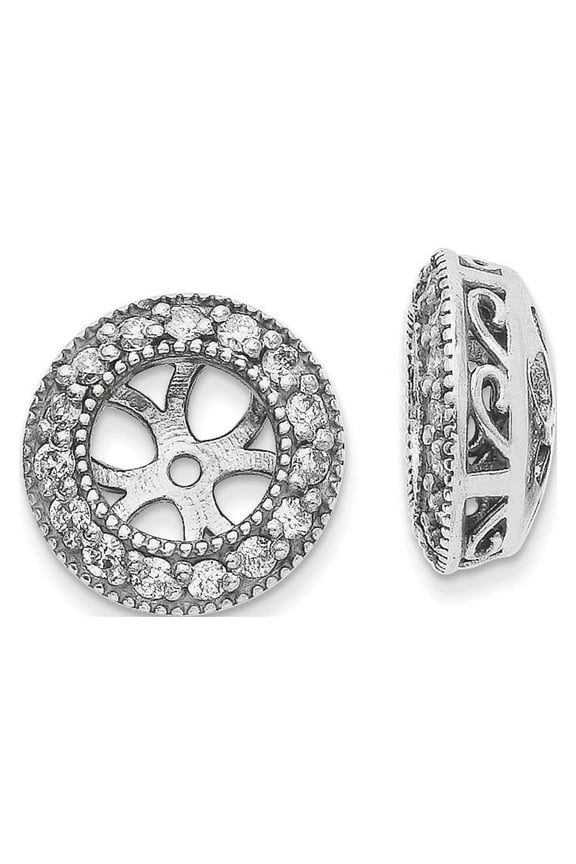 14K White Gold Earring Jackets & Enhancers Women'S Diamond Lab Grown Round