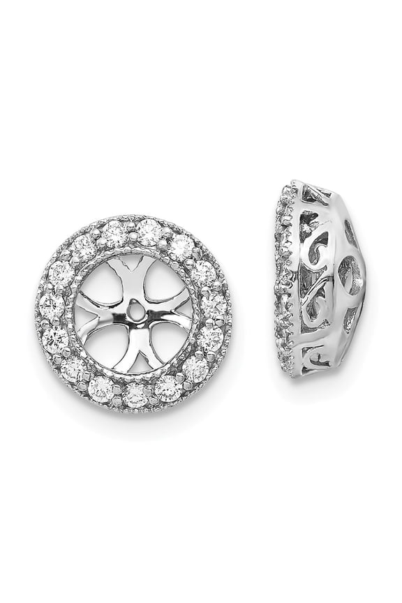 14K White Gold Earring Jackets & Enhancers Women'S Diamond Round 12 mm
