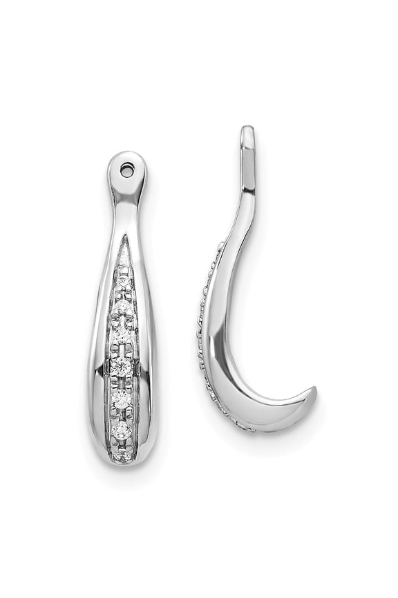 14K White Gold Earring Jackets & Enhancers Women'S Diamond Round 17 mm 4