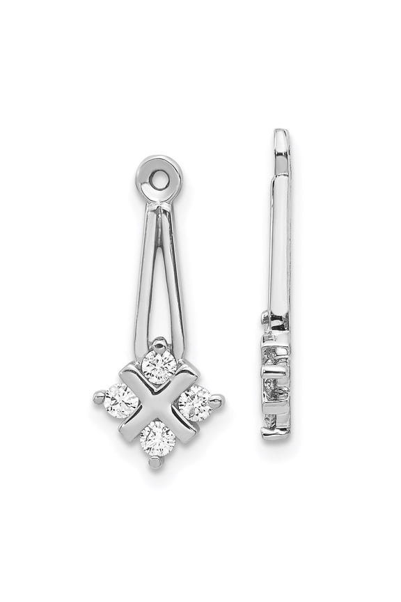 14K White Gold Earring Jackets & Enhancers Women'S Diamond Round 19 mm 8