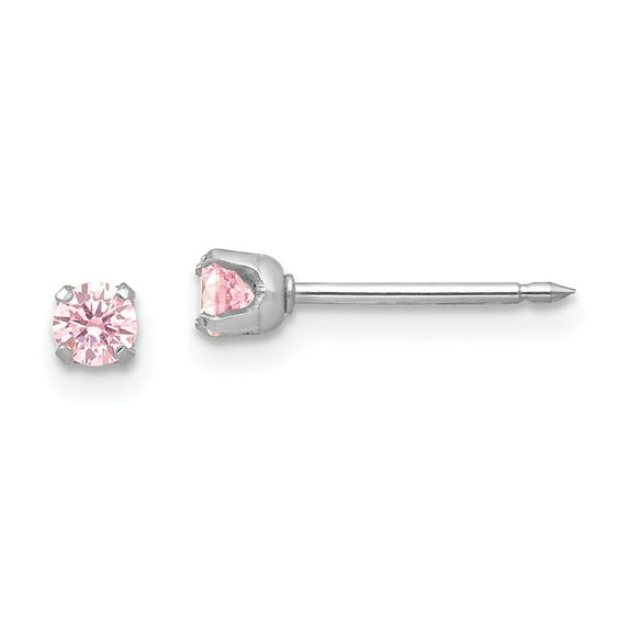 14K White Gold Earring Stud Women'S Cubic Zirconia CZ 3 mm