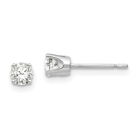 14K White Gold Earring Stud Women'S Cubic Zirconia CZ Round 5 mm